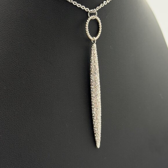 TCS Touchstone Crystal Bar Pendant Necklace Clear Silver Tone Elongated 34" - Picture 5 of 12